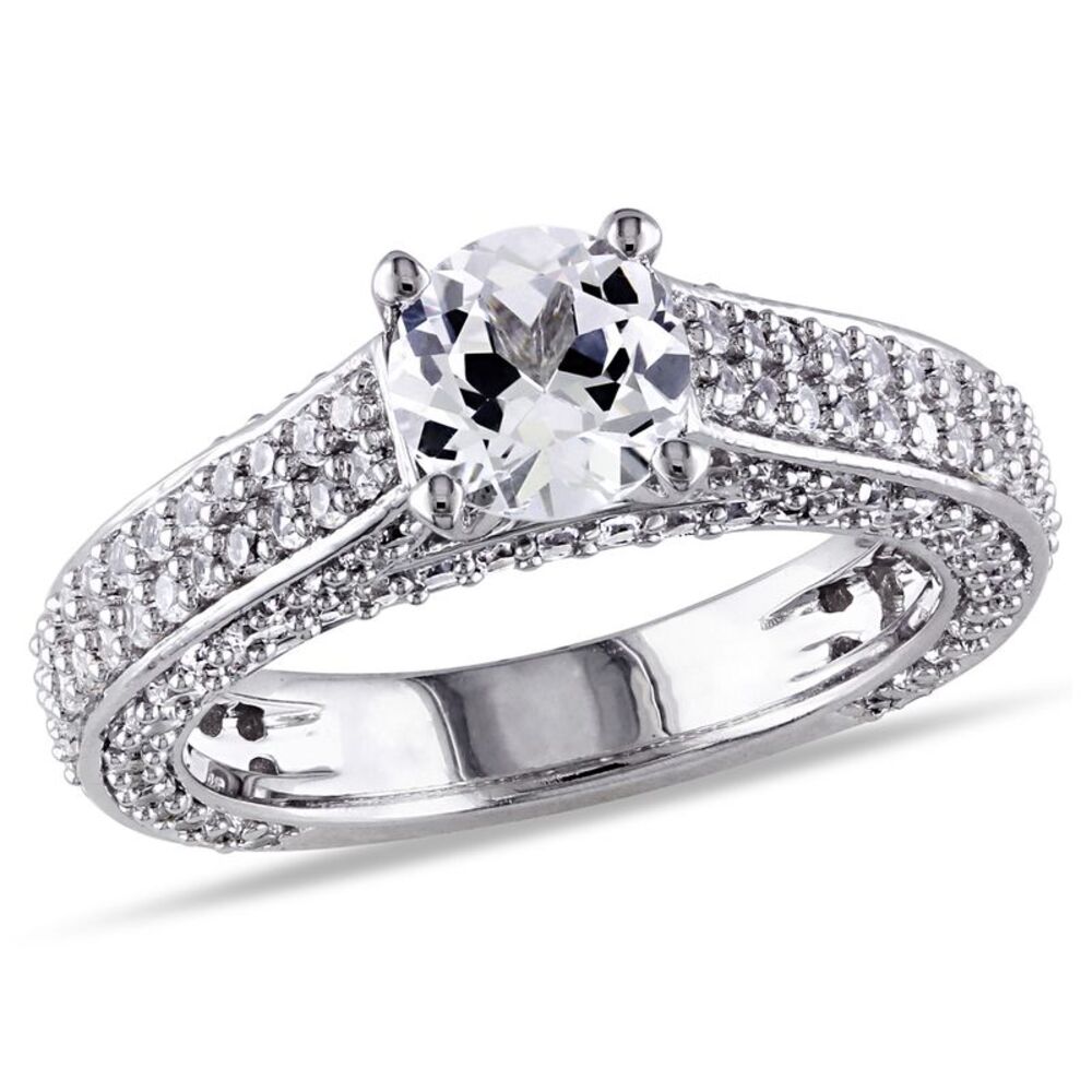 Created White Sapphire 3 1/6 Carat (ctw) Engagement Ring In Sterling Silver